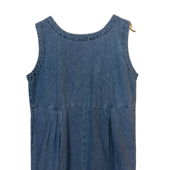 Vintage Denim Maxi Dress Sleeveless Pullover Womens Modest‎ Cottage 100% Cotton - Picture 5 of 8